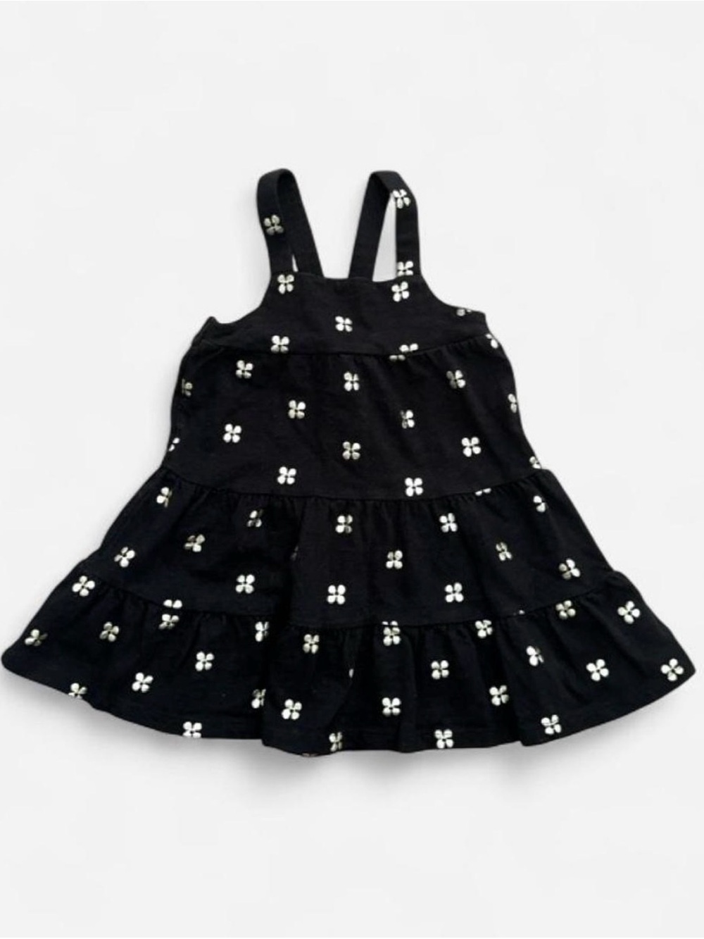 GAP Black Tiered Sundress with White Floral Dots